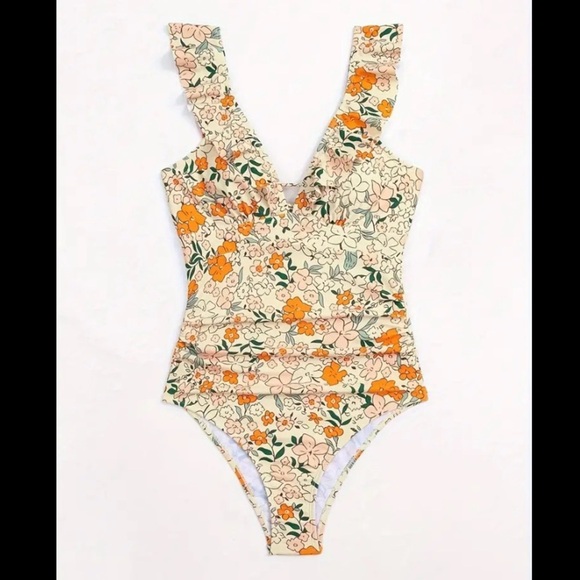 One Piece Swimsuit with Ruffled V-Neck with Open Back - Picture 12 of 15